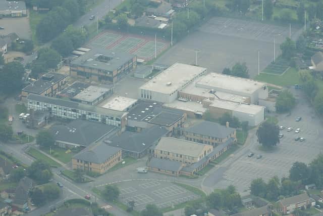 An aerial view of the leisure centre and Deepings school.