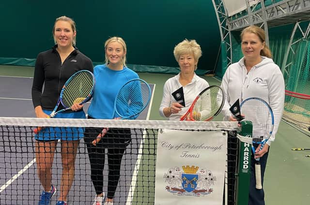 Ladies Doubles finalists, from left, Holly Eccles, Bex Wycherley, Nicky Keir and Suzanne Digby.