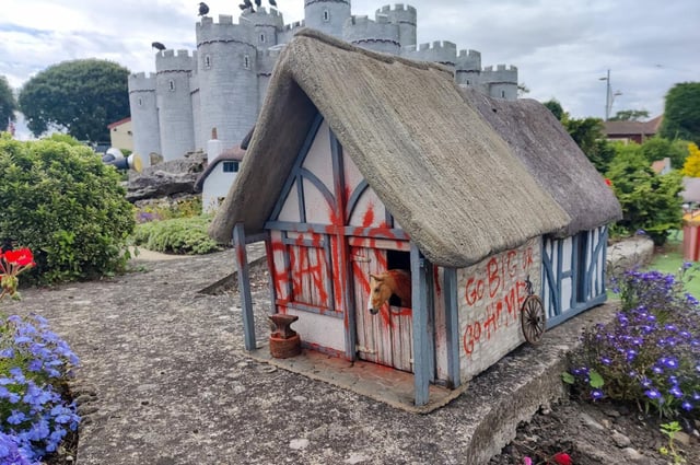 The Banksy artwork at the Merrivale Model Village in Great Yarmouth which will go for auction in January.