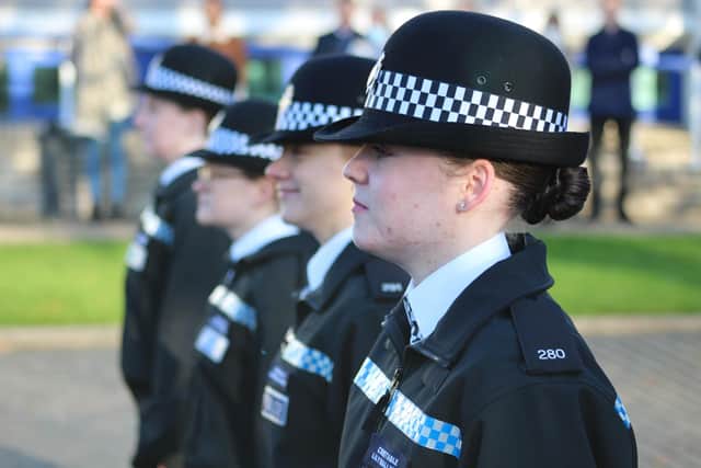 New Cambridgeshire Police recruits at their passing out ceremony.