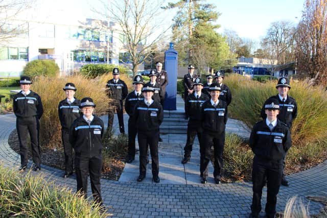 New Cambridgeshire Police recruits at their passing out ceremony.