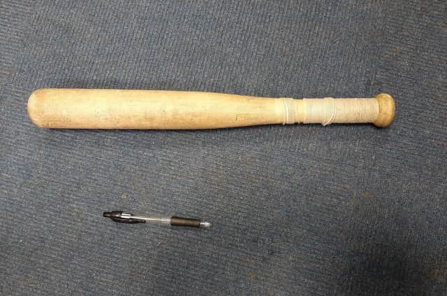 The baseball bat police seized on Saturday night (December 18).