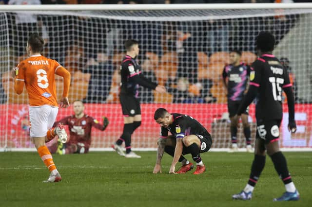 Posh players' agony after a late Blackpool goal. Photo: Joe Dent/theposh.com.