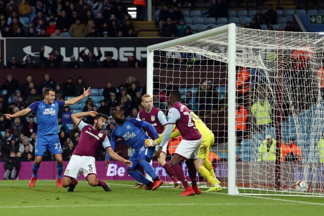 Posh score at Aston Villa in a third round FA Cup tie in January, 2018.