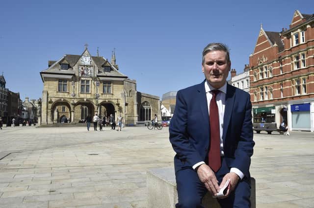 Sir Keir Starmer, leader of the Labour Party during a visit to Peterborough City Centre.