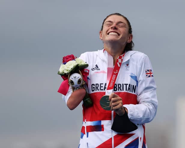 Lauren Steadman with her goal medal. (Photo by Alex Pantling/Getty Images).