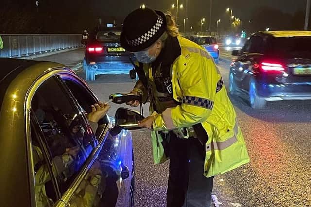 Cambridgeshire Police officers during their drink-driving campaign in December.