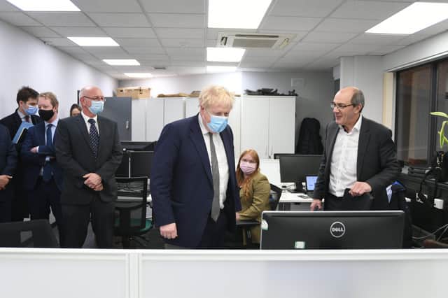 Prime Minister Boris Johnson visiting the Peterborough Telegraph EMN-220601-185617009
