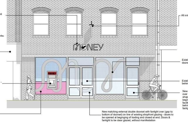 The proposed new shop front at Virgin Money.