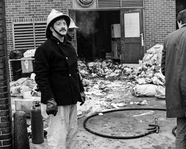 Firefighter John Barlow  attended a fire in the incinerator room at Peterborough District Hospital in 1988.