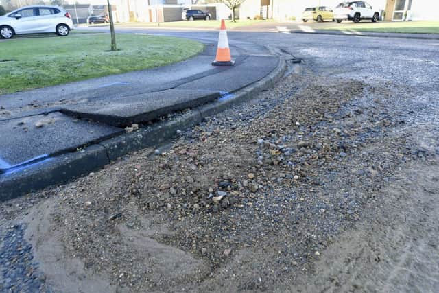 The scene of the burst main
