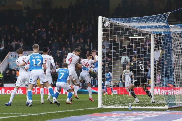 Goalmouth action between Peterborough United and Coventry City. Photo: Joe Dent/theposh.com.