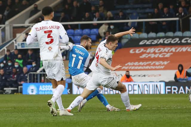 Jorge Grant of Peterborough United scores his sides goal against Coventry City. Photo: Joe Dent/theposh.com.