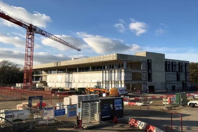 The current progress of the first teaching building at Anglia Ruskin University Peterborough.