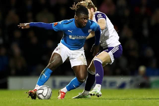 Kabongo Tshimanga in action for Chesterfield. Photo: Lewis Storey/Getty Images.