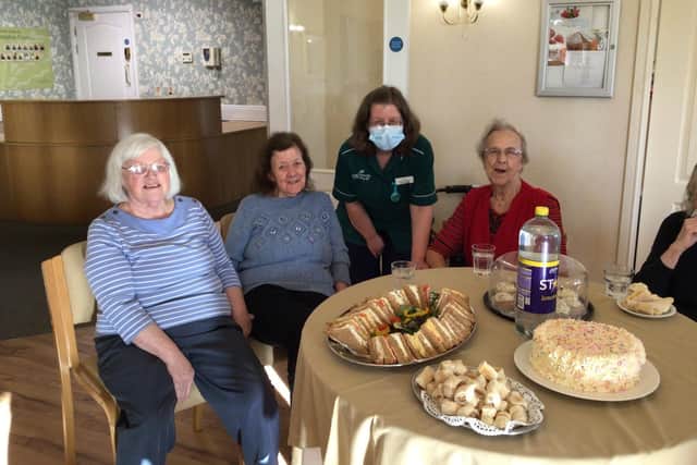 Eileen with residents at Hampton Grove.