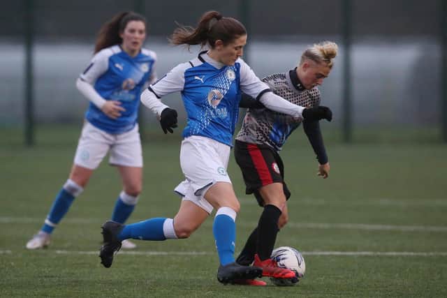 Hannah Hipwell scored twice for Posh Women at Roade.