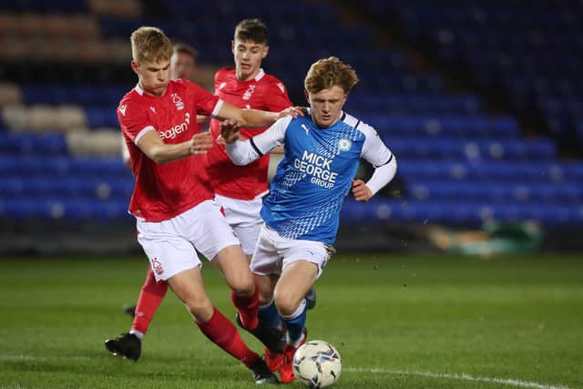 Will Van Lier in action for Posh Youths against Nottingham Forest. Photo: Joe Dent/theposh.com