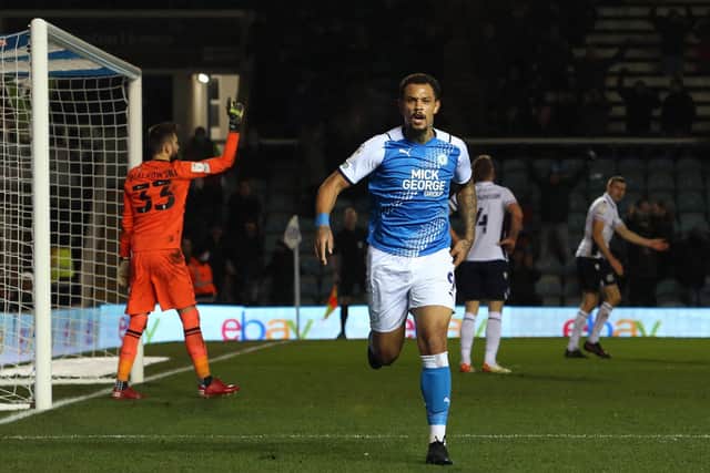 Jonson Clarke-Harris after scoring against Millwall in December.
