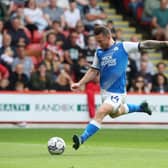 Jack Marriott scores for Posh at Sheffield United earlier this season.