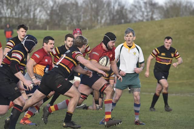 Josh Myles on the charge for Borough against West Bridgeford. Photo: David Lowndes.