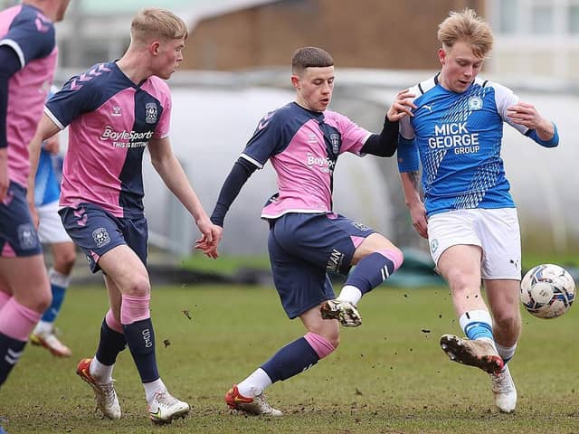 Joe Taylor in action for Posh Under 23s against Coventry City. Photo: Joe Dent/theposh.com.