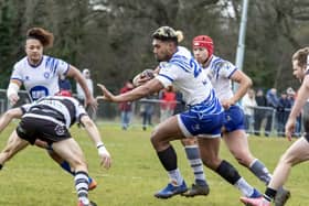 Katilomoni Tuipulotu in action for Peterborough Lions v Bedford Athletic. Photo; Mick Sutterby.