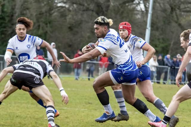 Katilomoni Tuipulotu in action for Peterborough Lions v Bedford Athletic. Photo; Mick Sutterby.