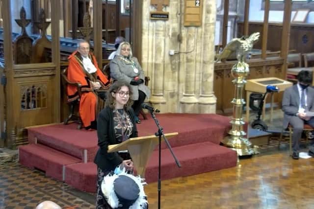 Elicia spoke at Holocaust Memorial Day.