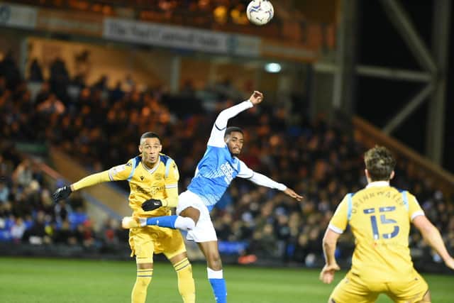 Reece Brown in action for Posh against Reading. Photo: David Lowndes.