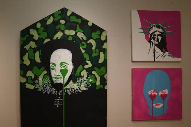 Some of the Pure Evil pieces at Urban Art Exhibition at Peterborough Museum EMN-211012-195836009