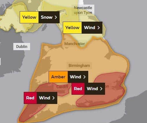 The Met Office added a second red alert area this morning.