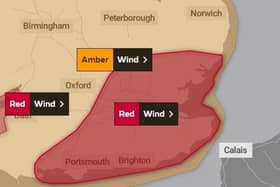 The area covered by the storm warning today