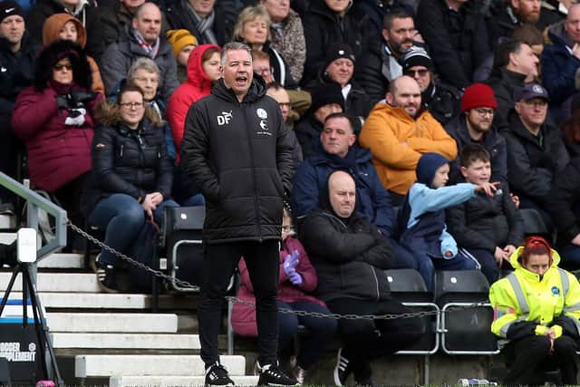 Posh boss Darren Ferguson at Pride Park yesterday.