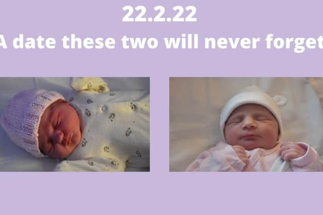 Baby Rilee and Ella, who came into the world on 'Twosday.'