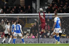 Steven Benda of Peterborough United claims the ball against Fulham. Photo: Joe Dent/theposh.com.