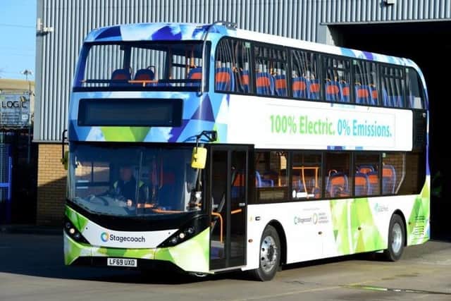 An electric Stagecoach bus.