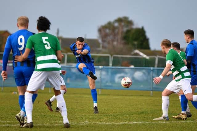 James Hil-Seekings blasted his 24th goal of the season for Whittlesey Athletic. Photo: James Richardson.