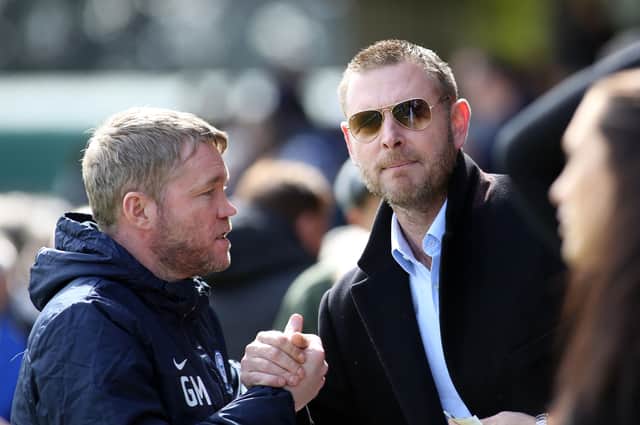 Peterborough United manager Grant McCann with chairman Darragh MacAnthony in 2017. Photo: Joe Dent/theposh.com.