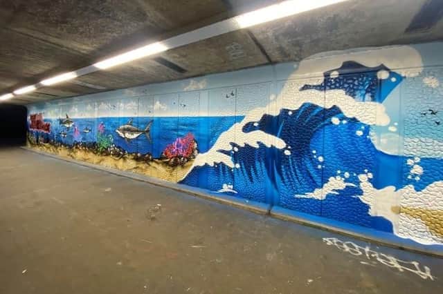 The new mural at the Paston Parkway underpass.