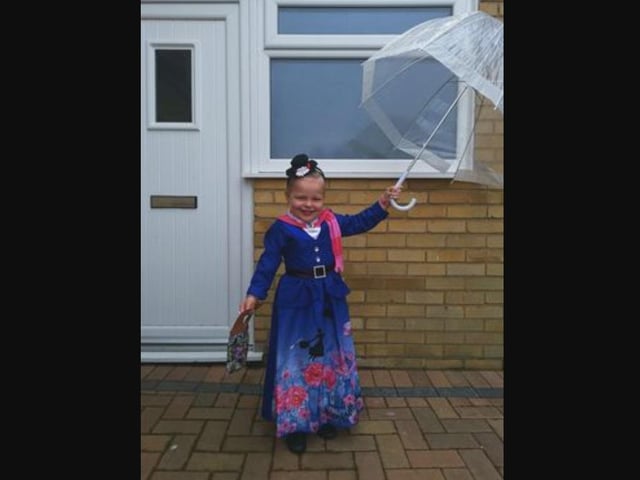 Sofia, aged 4, as Mary Poppins - ready to take off with the wind!