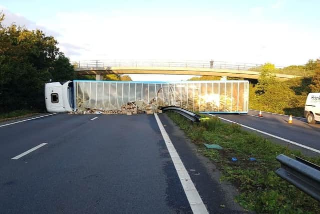 The scene of the crash. Pic: Sussex Police