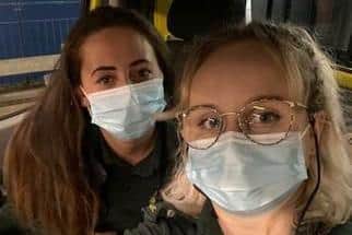 Sarah Walter and her paramedic colleague working in the Ambulance Service.