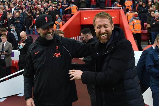 Jurgen Klopp and Graham Potter will meet once again as Brighton welcome Liverpool to the Amex Stadium