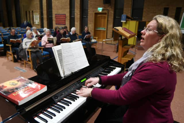 Peterborough Choral Society rehearsal at St Andrew's Church, Netherton. EMN-220803-204536009