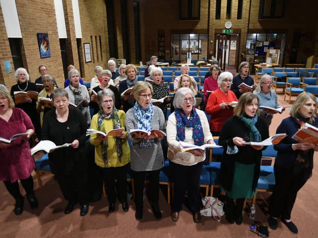 Peterborough Choral Society rehearsal at St Andrew's Church, Netherton. EMN-220803-204356009
