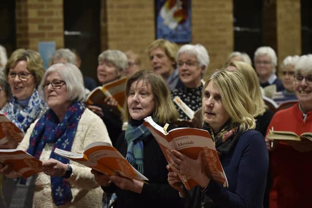 Peterborough Choral Society rehearsal at St Andrew's Church, Netherton. EMN-220803-204525009