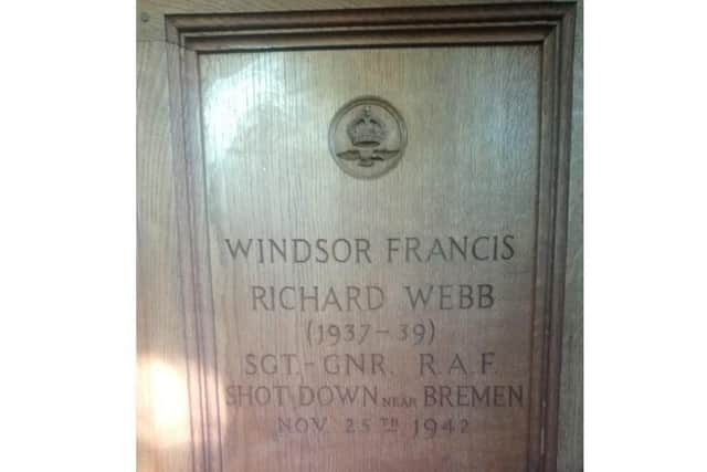 Windsor Webb's memorial at Stamford School.