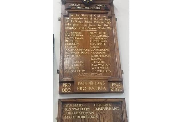 A memorial plaque featuring Windsor Webb at the King's School