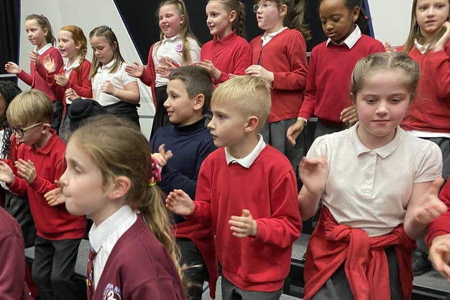 Pupils taking part in The Beatles Singing Days at The Cresset.